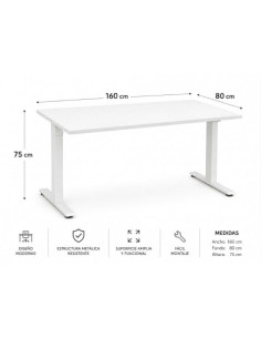 MESA DE OFICINA 160X80X75CM BLANCA CROMAD