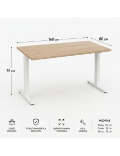 MESA DE OFICINA 160X80X75CM NOGAL CROMAD