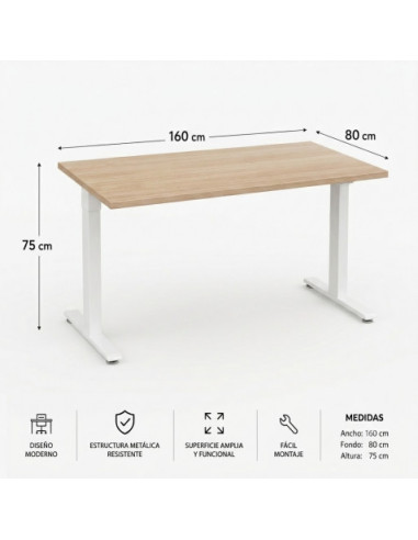 MESA DE OFICINA 160X80X75CM NOGAL CROMAD