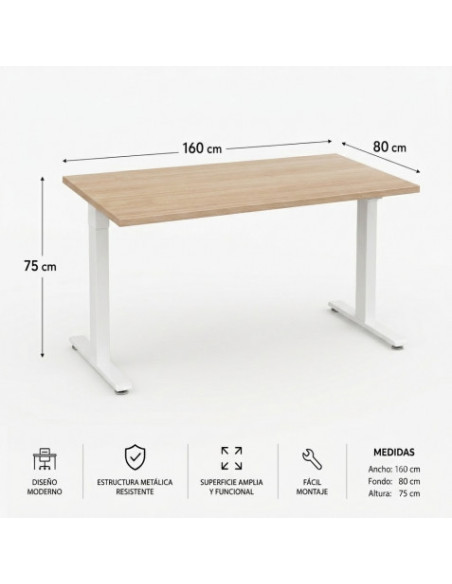 MESA DE OFICINA 160X80X75CM NOGAL CROMAD