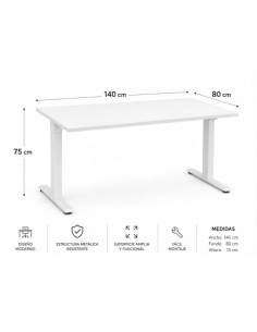 MESA DE OFICINA 140X80X75CM BLANCA CROMAD