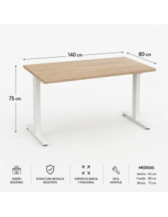 MESA DE OFICINA 140X80X75CM NOGAL CROMAD