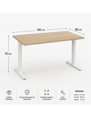 MESA DE OFICINA 140X80X75CM NOGAL CROMAD