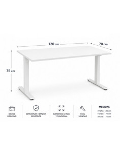 MESA DE OFICINA 120X70X75CM BLANCA CROMAD