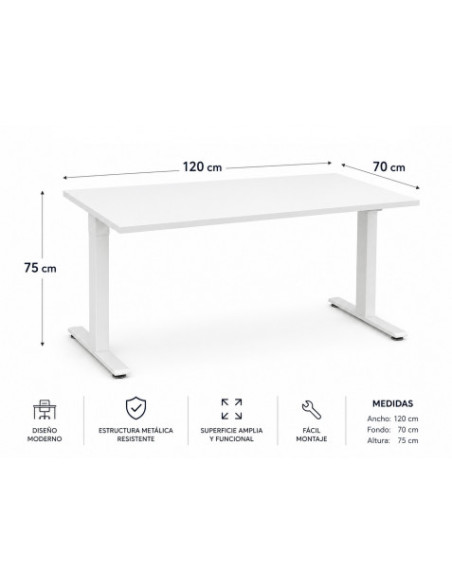 MESA DE OFICINA 120X70X75CM BLANCA CROMAD