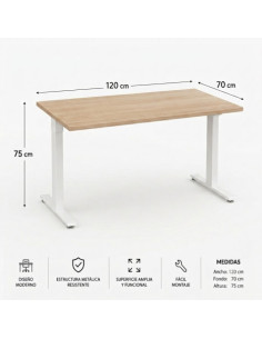 MESA DE OFICINA 120X70X75CM NOGAL CROMAD