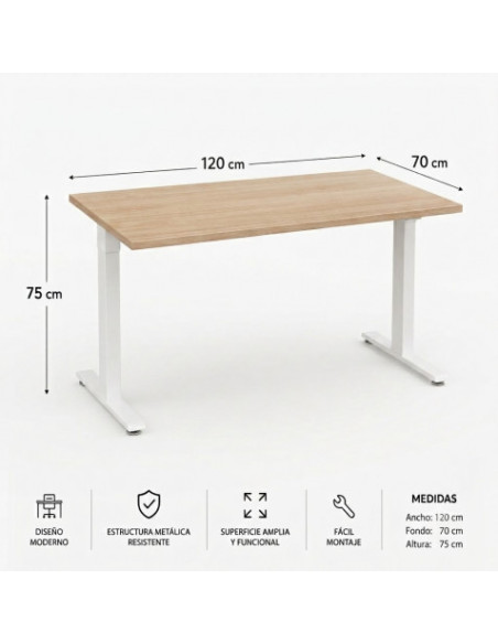 MESA DE OFICINA 120X70X75CM NOGAL CROMAD