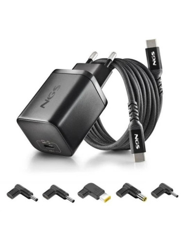 CARGADOR DE PORTATIL LENOVO NGS BUD GAN USB-C 65W 5 CONECTORES + CABLE 1.5M USB-C BLACK