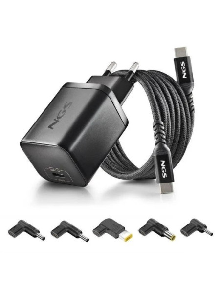 CARGADOR DE PORTATIL LENOVO NGS BUD GAN USB-C 65W 5 CONECTORES + CABLE 1.5M USB-C BLACK