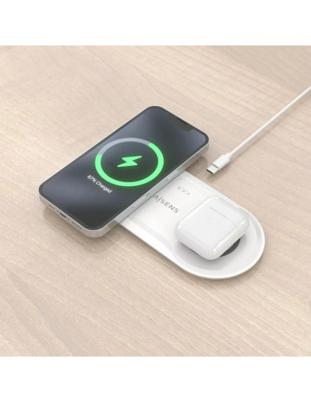 BASE DE CARGA AISENS WIRELESS SMARTPHONE/AURICULAR 15W USB-C WHITE