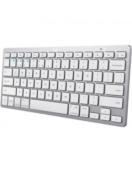 TECLADO COMPACTO INALAMBRICO BLUETOOTH PLATA TRUST