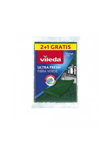 PACK 3 ESTROPAJOS FIBRA VERDE ULTRA FRESH VILEDA