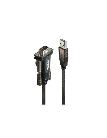 Lindy 42855 cable de serie Gris, Transparente 1,5 m USB tipo A DB-9