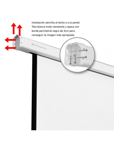 PANTALLA PROYECCION PHOENIX PARED Y TECHO ELECTRICA 112 200X200