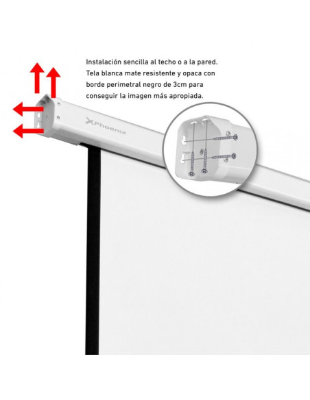 PANTALLA PROYECCION PHOENIX PARED Y TECHO ELECTRICA 112 200X200
