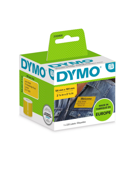 DYMO 2133400 etiqueta autoadhesiva Rectángulo redondeado Desmontable Amarillo 220 pieza(s)