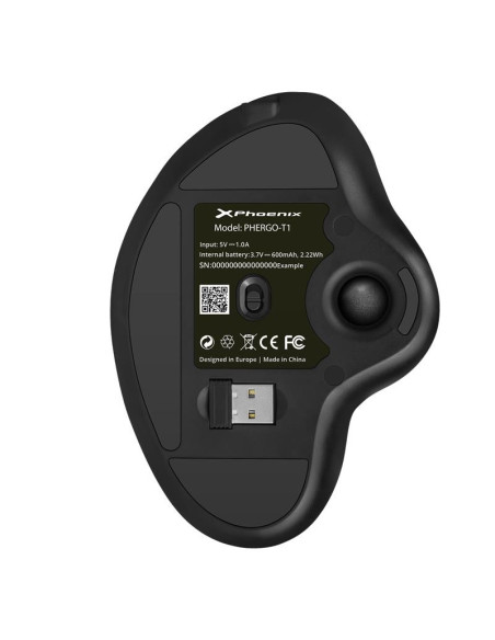 RATON PHOENIX ERGONOMICO TRACKBALL WIRELESS BLACK