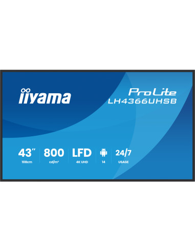 iiyama LH4366UHSB-B1AG pantalla de señalización Pantalla plana para