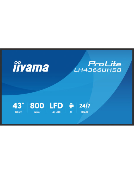 iiyama LH4366UHSB-B1AG pantalla de señalización Pantalla plana para