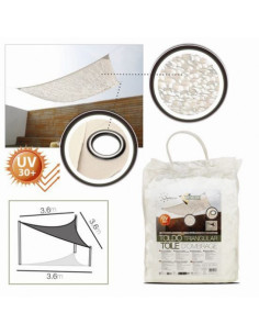 TOLDO TRIANGULAR EFECTO CAMUFLAJE BLANCO CON BOLAS 3.6X3.6 METROS