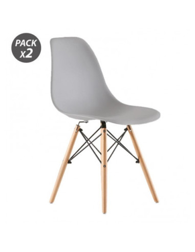 PACK 2 SILLAS DESIGN D100 GRISES MUVIP