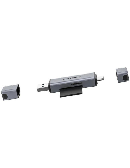 LECTOR DE TARJETAS EXTERNO VENTION USB-A 3.0/USB-C MICROSD/TF DUAL DRIVE