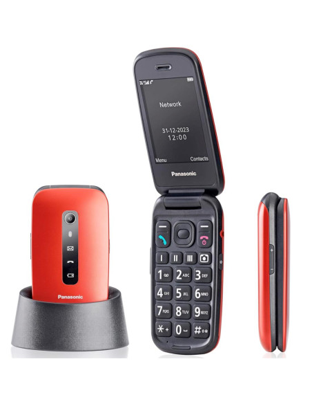 Panasonic KX-TU550EXB Móvil Senior con Base 4G Rojo