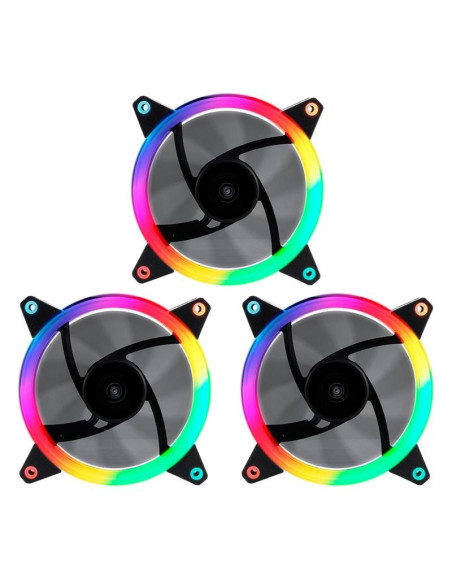 PACK 3 VENTILADORES 12CM UNYKACH CANDY 30 ARGB + CONTROLADORA
