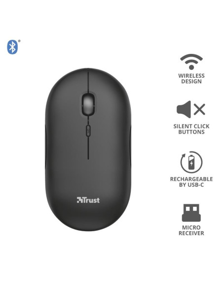 RATON TRUST PUCK RECARGABLE WIRELESS BLUETOOH BLACK