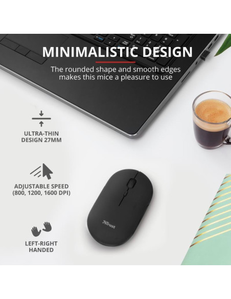 RATON TRUST PUCK RECARGABLE WIRELESS BLUETOOH BLACK