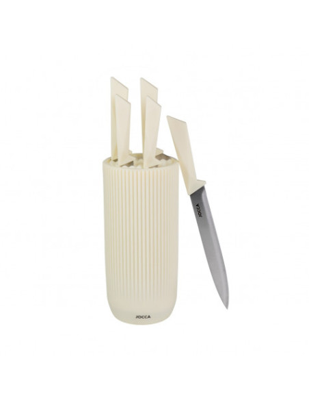 SET 5 CUCHILLOS ACERO INOXIDABLE + TACOMA CREMA JOCCA