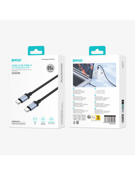 CABLE TRENZADO TIPO C TIPO C 65W X401CC BWOO