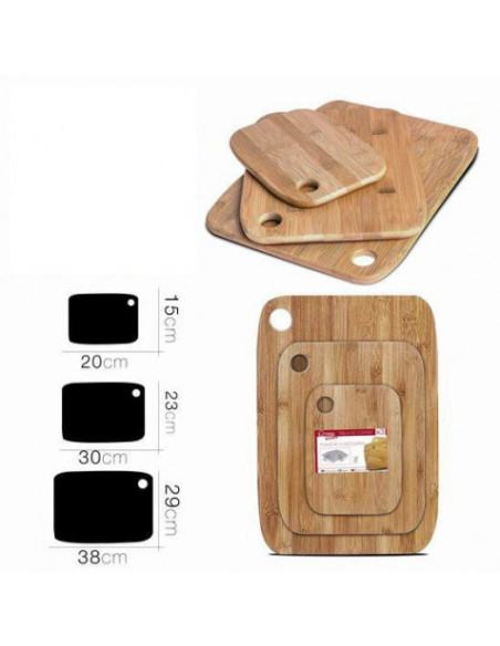 SET 3 TABLAS DE CORTAR EN MADERA BAMBU