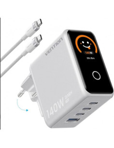 CARGADOR CORRIENTE 140W MAX CON 4 PUERTOS +CABLE TIPO-C 240W VENTION