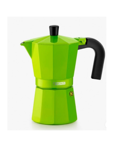 CAFETERA ITALIANA 3 TAZAS ALUMINIO VERDE MONIX