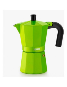 CAFETERA ITALIANA 6 TAZAS ALUMINIO VERDE MONIX