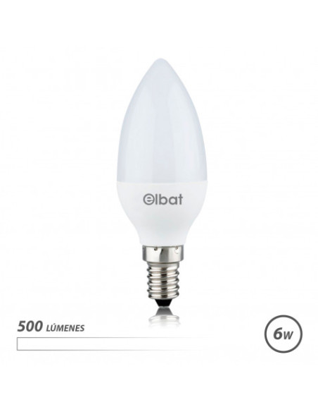 BOMBILLA LED C37 | 6W | 500LM | E14 | LUZ BLANCA | ELBAT