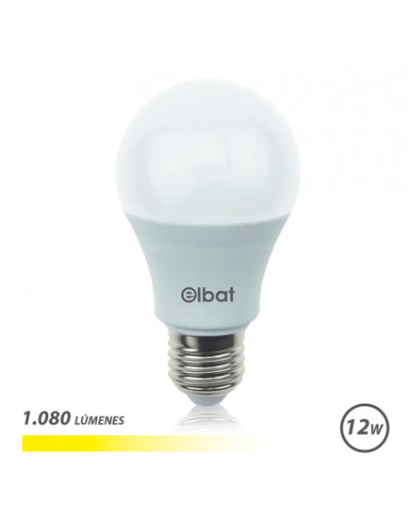 BOMBILLA LED A60 | 12W | 1080LM | E27 | LUZ CALIDA | ELBAT