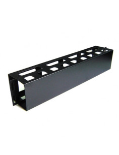 PANEL 2U GUIADO Y DISTRIBUCIÓN DE CABLEADO CON TAPA PARA RACKS 19\" CROMAD