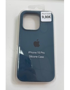 IPHONE 15 PRO FUNDA SILICONE CASE AZUL CON LOGO NEGRO