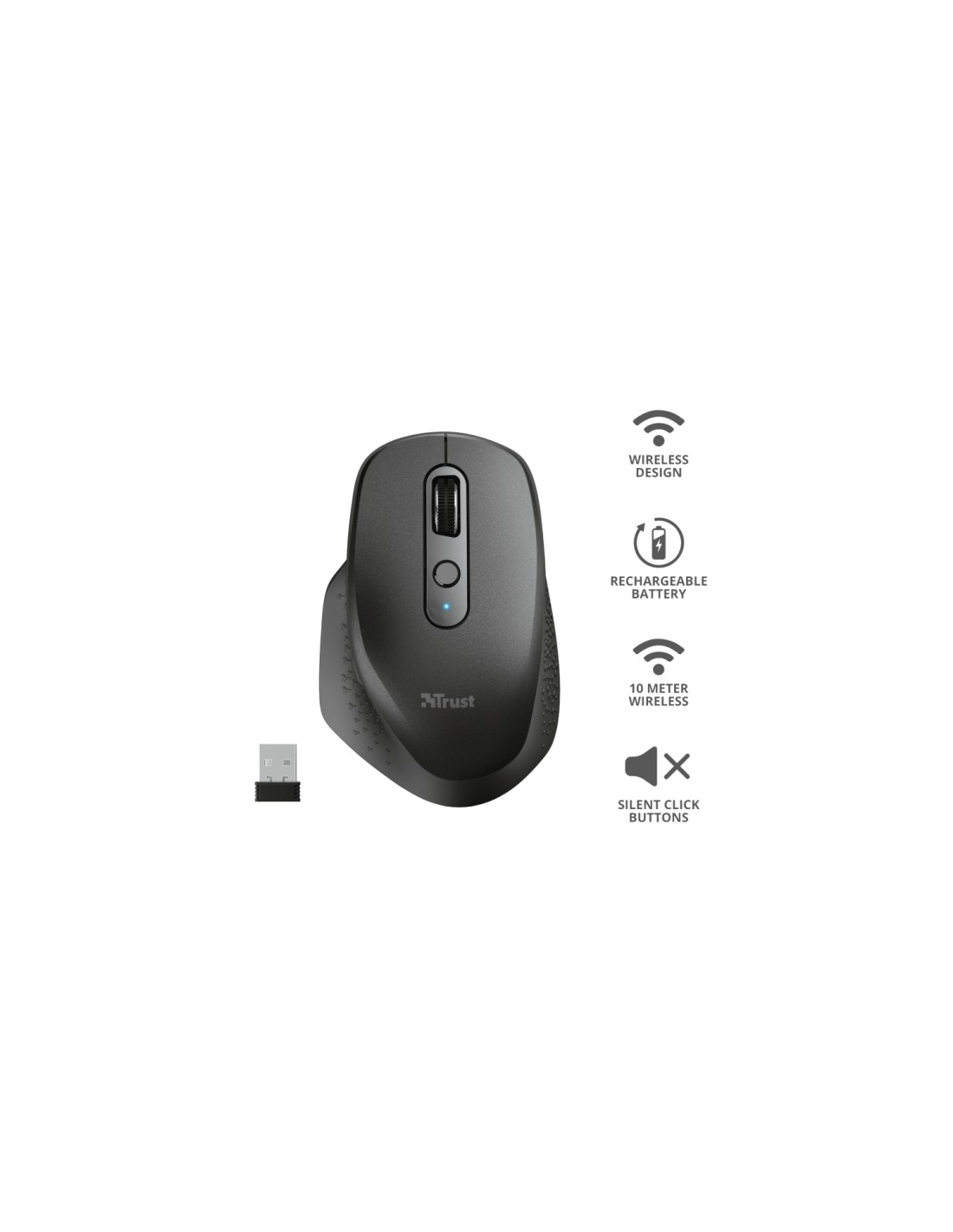 Raton trust ozaa rf inalambrico optico 2400 dpi 6 botones negro 23812