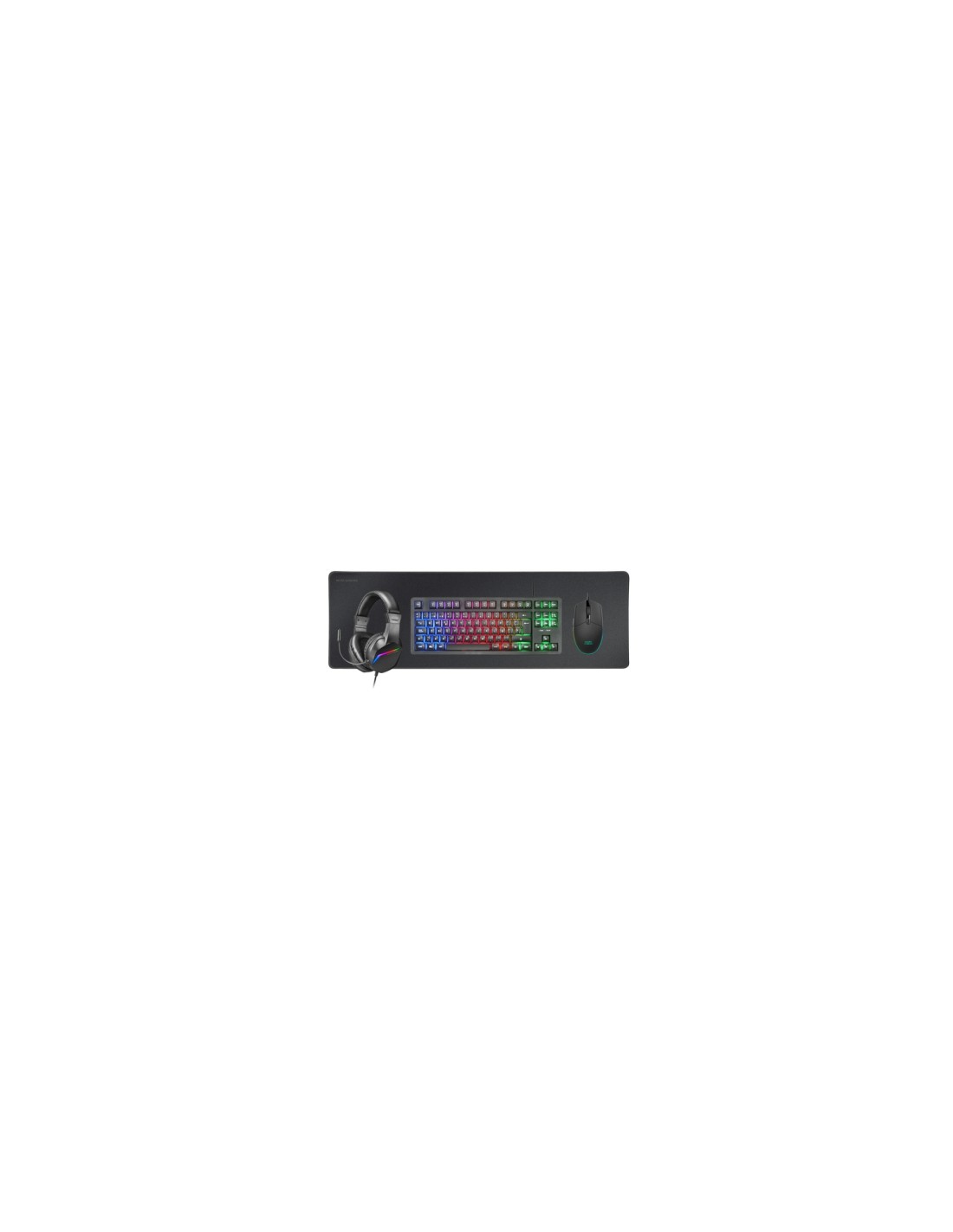 Mars Gaming MCP-RGB3, Pack Gaming Teclado Fixed RGB + Ratón Gaming RGB Flow 3200 DPI + Auriculares Over-Ear RGB + Alfombrilla XX