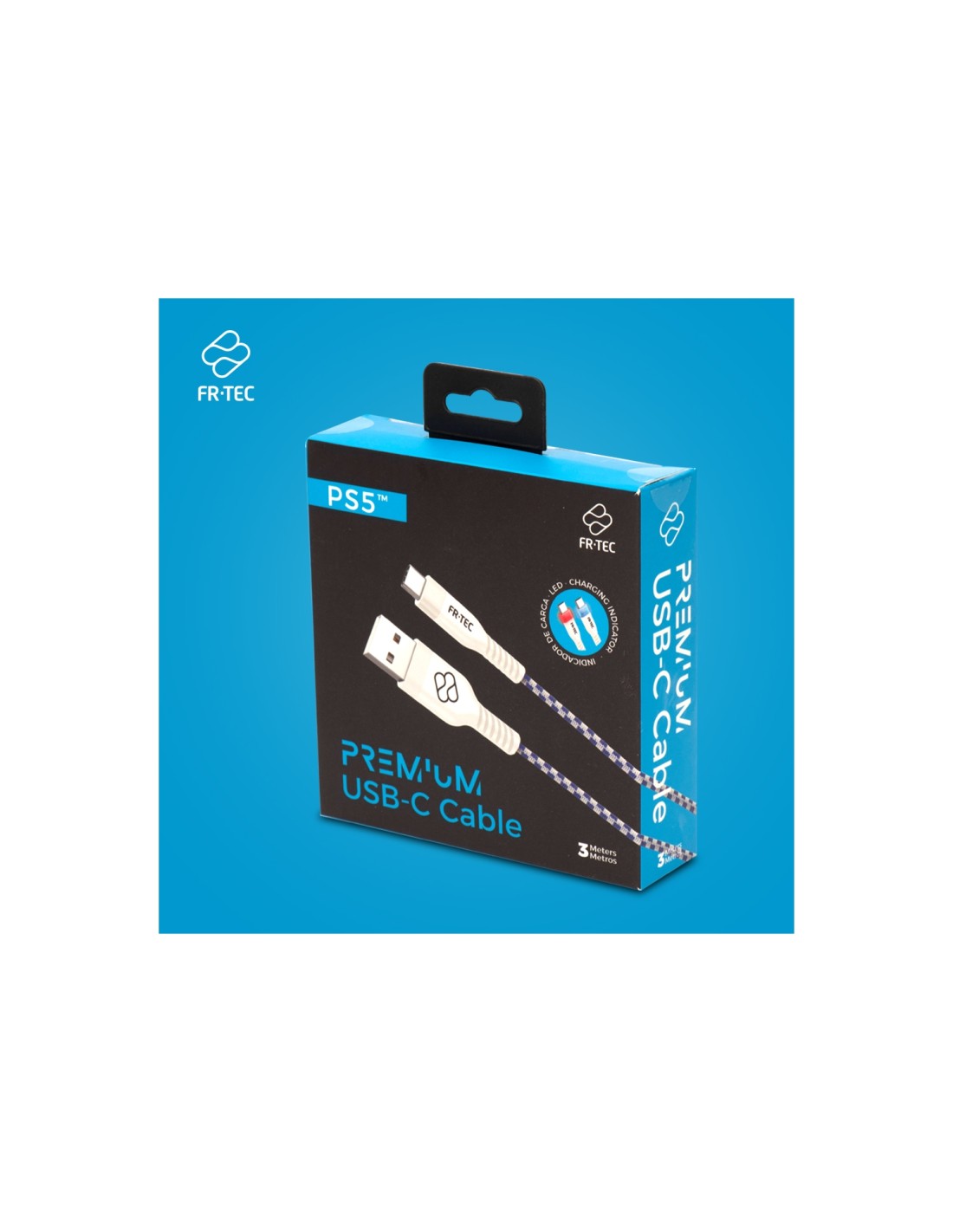 FR-TEC Cable USB-C con LED para Mando PS5 3m