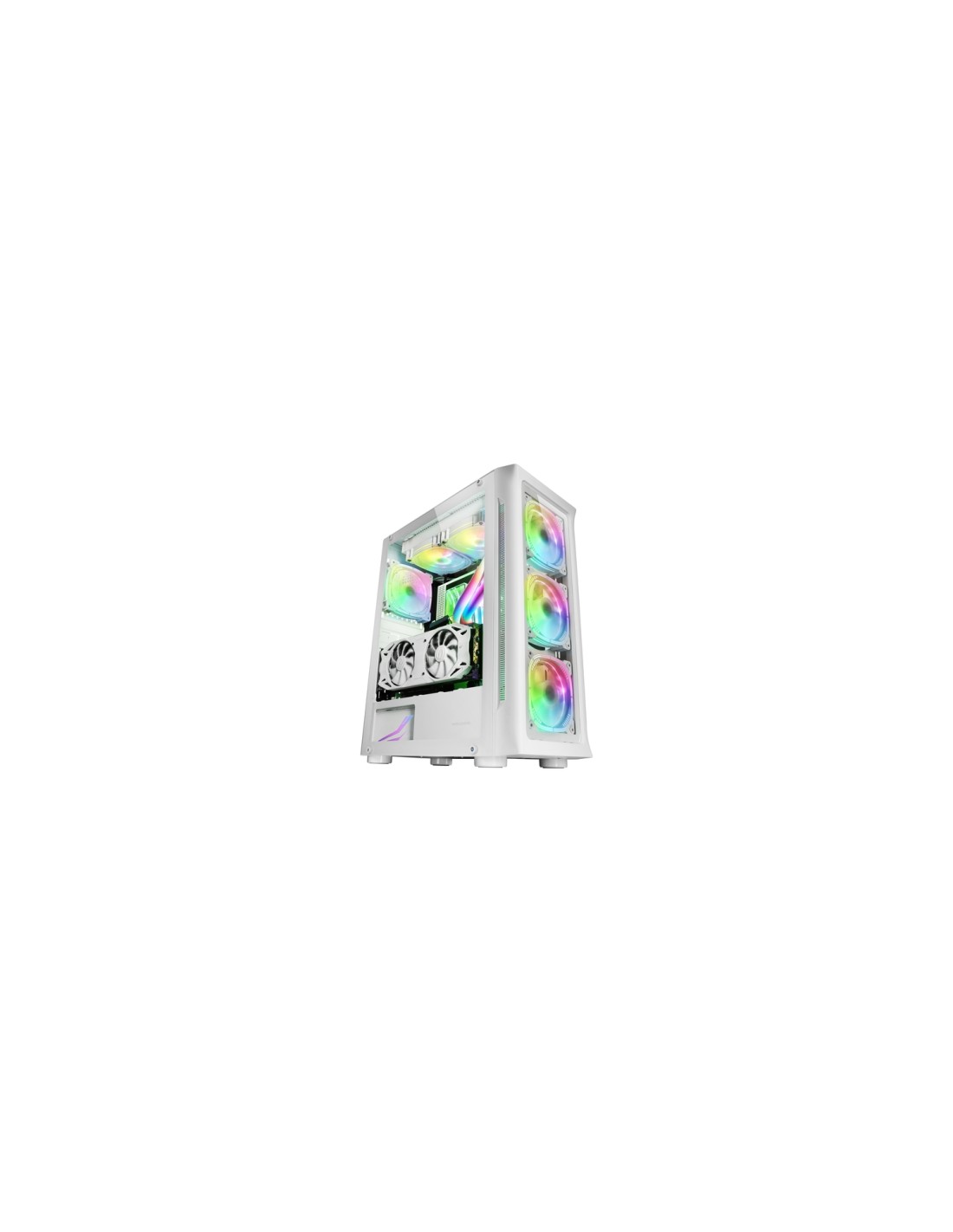 Mars Gaming MC-NEO Blanco Torre Gaming XXL E-ATX Ventana Lateral y Frontal Cristal Templado 4x Ventiladores ARGB 120mm + Ventila