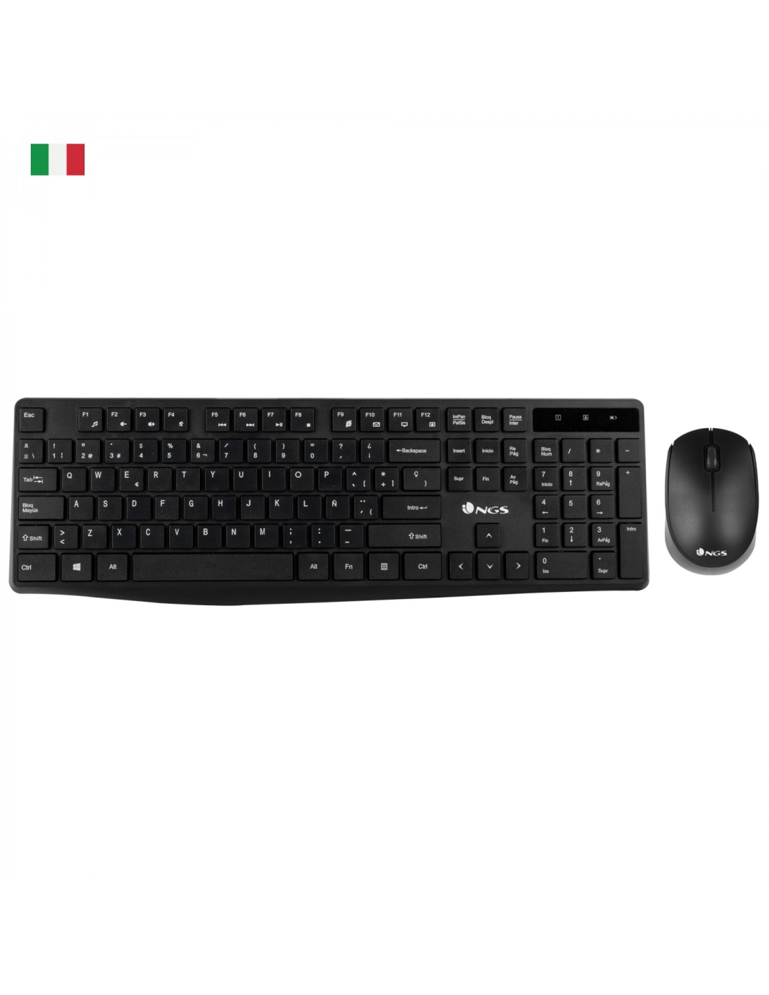 NGS Allure Kit, QWERTY, IT teclado Ratón incluido RF inalámbrico Italiano Negro