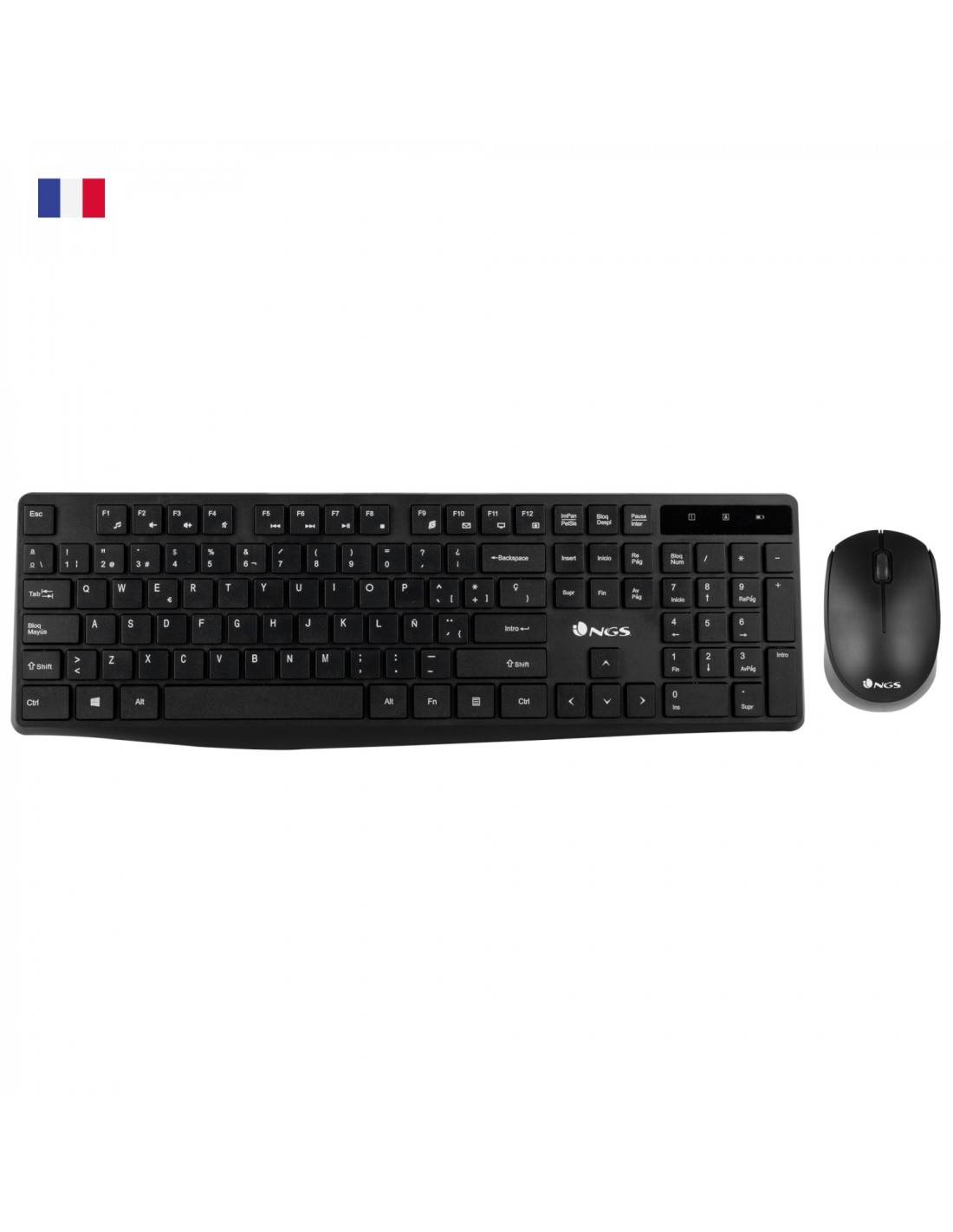 NGS Allure Kit, AZERTY, FR teclado Ratón incluido RF inalámbrico Francés Negro