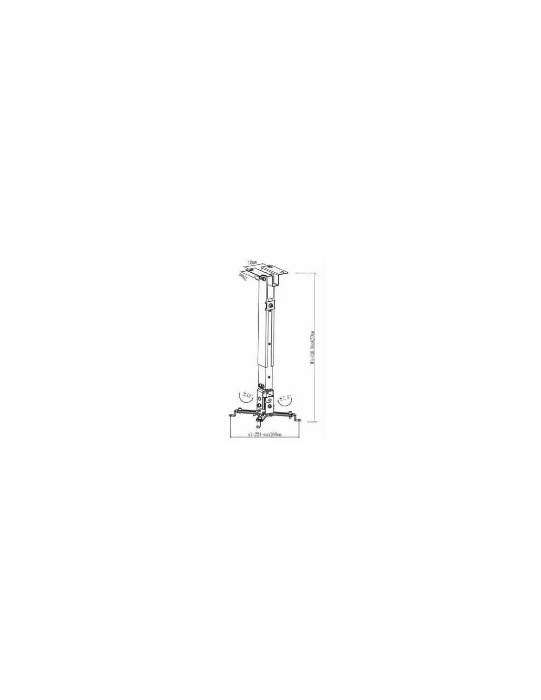 TOOQ  PJ2012T-S SOPORTE PARA PROYECTOR UNIVERSAL INCLINABLE DE TECHO PLATA