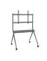 AISENS Soporte De Suelo Pro Con Rueda, 1 Bandeja Para Pantalla Interactiva/TV 120kg De 50-86, Negro