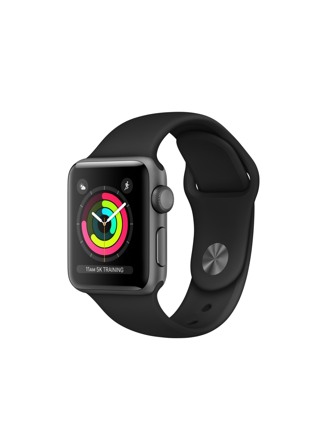 APPLE WATCH 3 GPS 38MM SPACE GREY ALUMINIUM CASE WITH BLACK SPORT BAND MQKV2QL/A