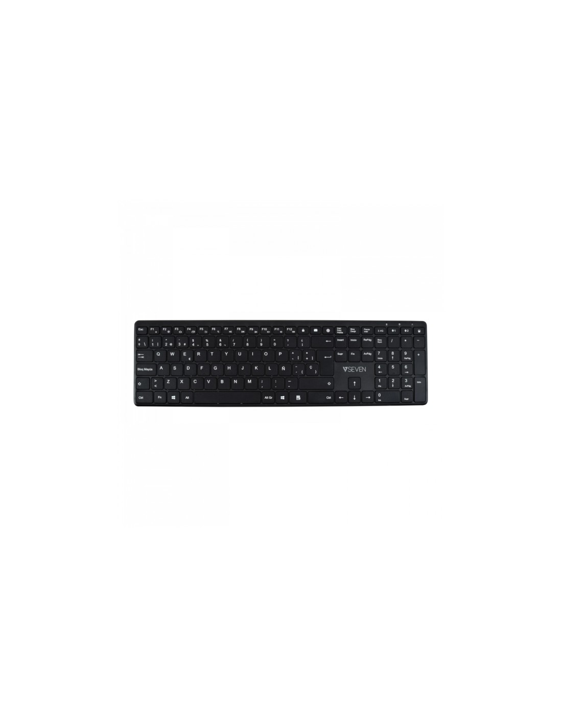 V7 Teclado Numérico Bluetooth de 2,4 GHz, modo dual, QWERTY español Negro